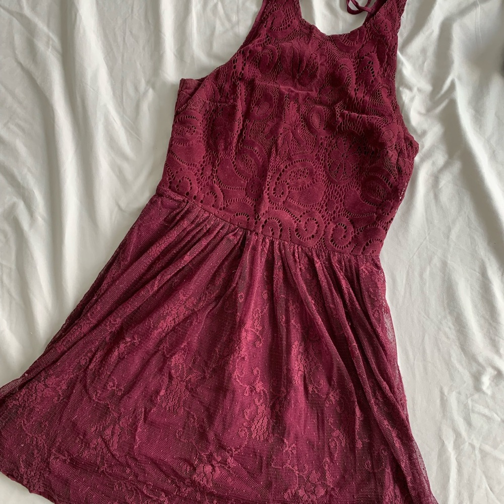 Hollister Lace Burgundy Dress